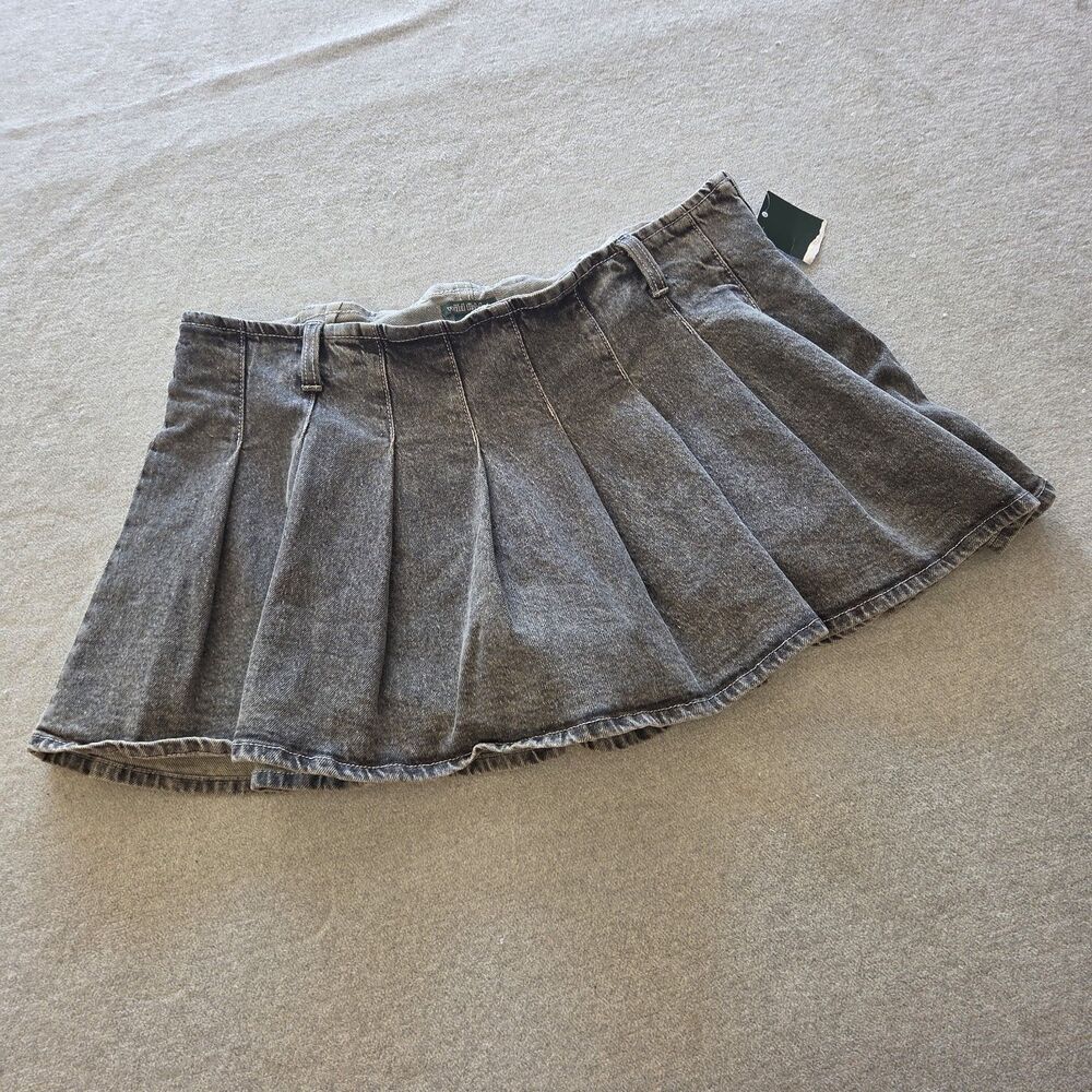 Wild Fable Pleated Denim Mini Skort Size 10 Grey Jean Grunge Gothcore Punk New